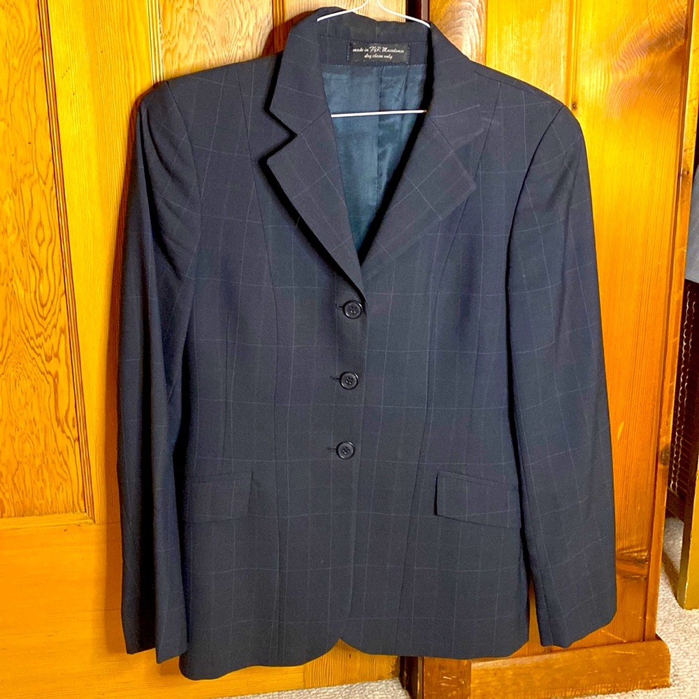 Equestrian* RJ Classics Navy Blue Show Coat, sz 2, windowpane design